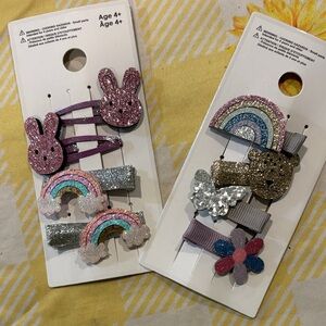 🎈🎈5 for $15🎈🎈Glittery Kids Hair Clip Set - Pink, Silver, Purple